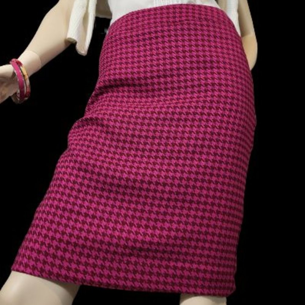 Vintage Magenta Houndstooth Merona Pencil Skirt Size 4